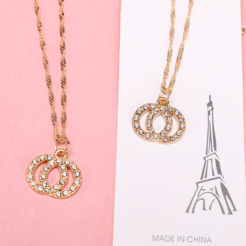Full Diamond Double Ring Necklace