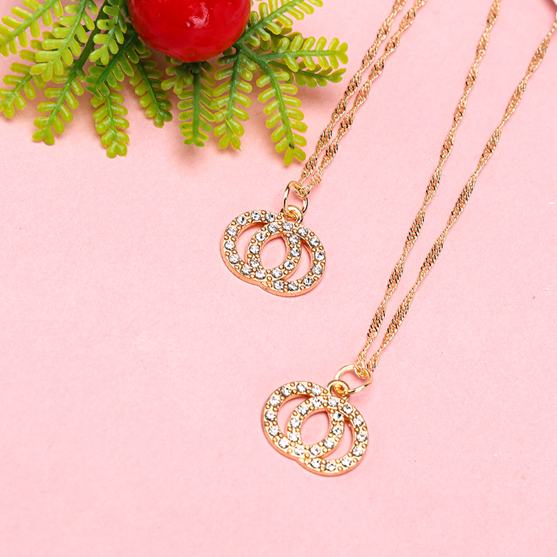 Full Diamond Double Ring Necklace
