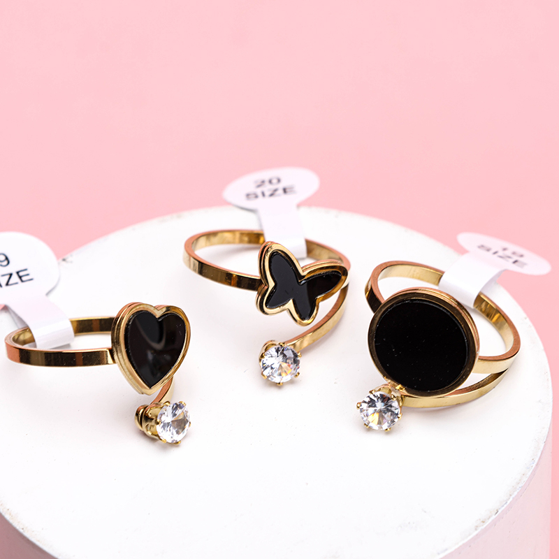 Alloy Black Rhinestone Ring 4020700090