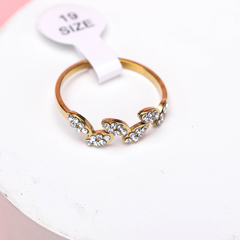 Alloy Rhinestone Leaf Ring 4020700094