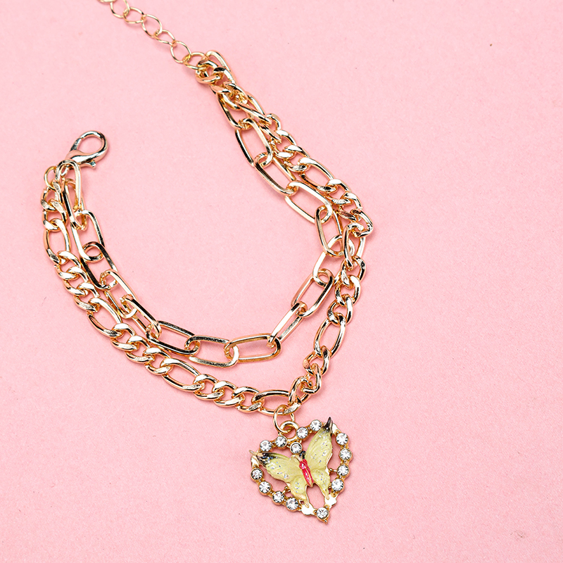 Alloy Double Layer Heart Butterfly Bracelet Code 4021001317