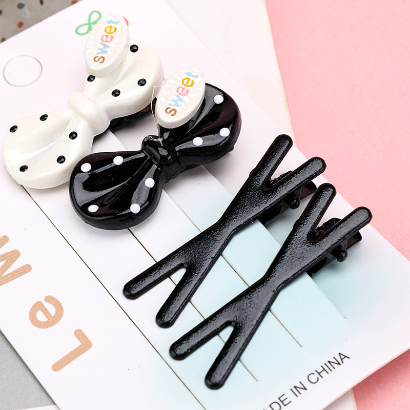 Black White Dot Duck Hair Clip Alloy 4010402927