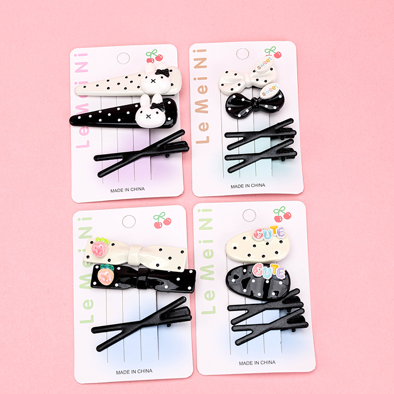 Black White Dot Duck Hair Clip Alloy 4010402927