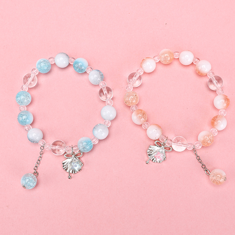 Ice Crack Milk Cap Bow Bracelet Glass 4021001326