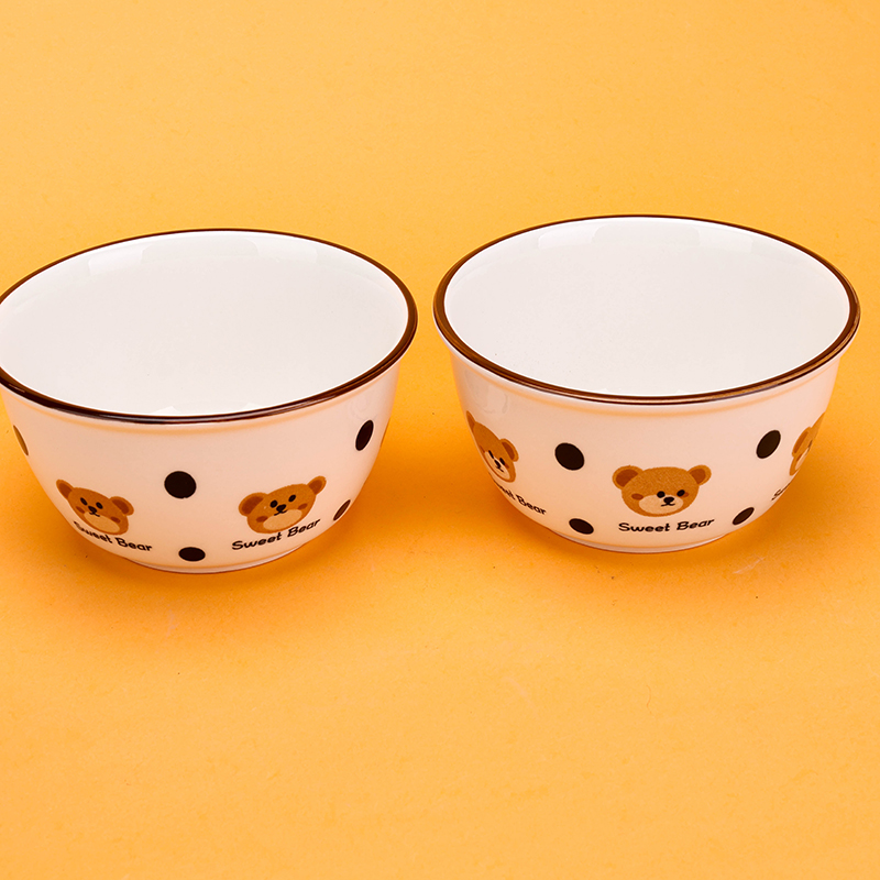 Mingxin 5.5 inch Sweet Heart Bowl Polka Dot Bear Ceramic Bowl 1200600834