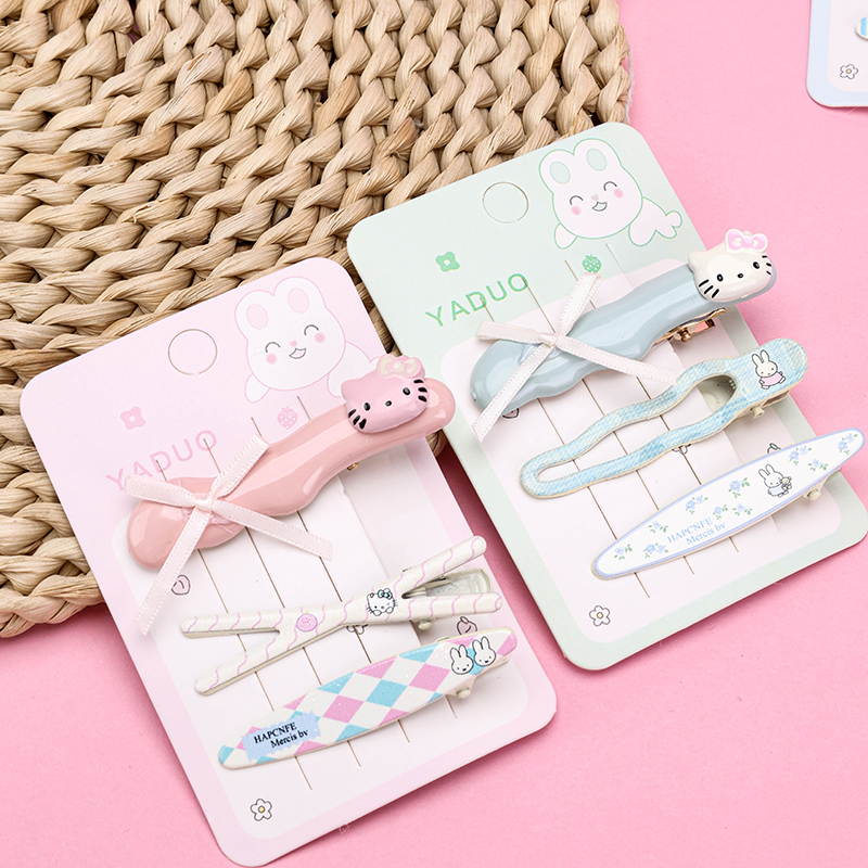 Boxed Bow Print Duckbill Hair Clip Alloy