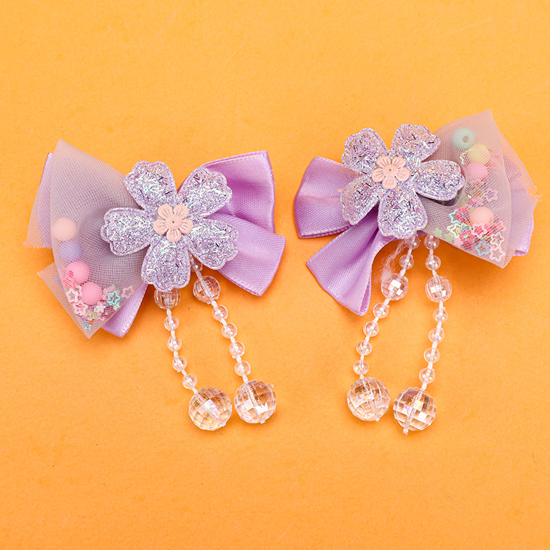 Boxed Bow Pendant Flower Duckbill Hair Clip Alloy Polyester