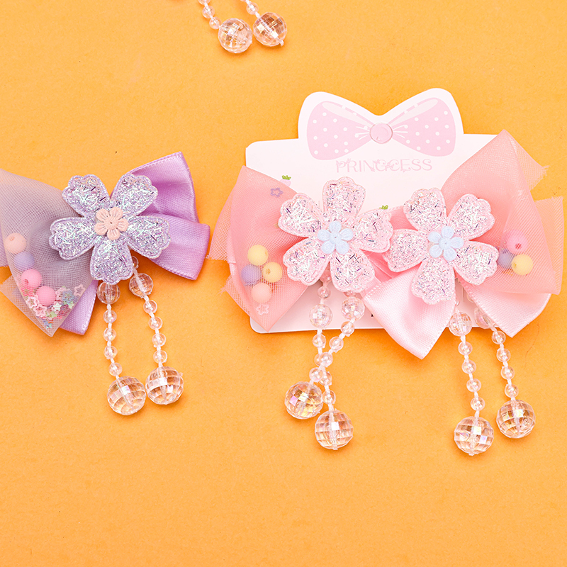Boxed Bow Pendant Flower Duckbill Hair Clip Alloy Polyester