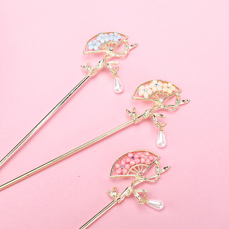 Glazed Small Fan Hairpin