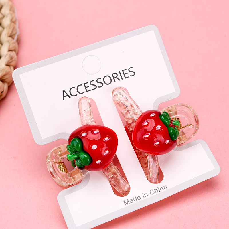 Boxed Strawberry Accessory Small Claw Clip 2-Piece Plastic