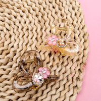 Flower Zircon Medium Hair Claw Clip