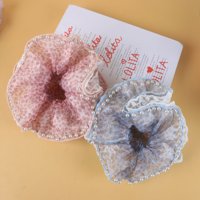 DM蕾丝印花网纱珍珠边大肠圈（颜色随机） 3