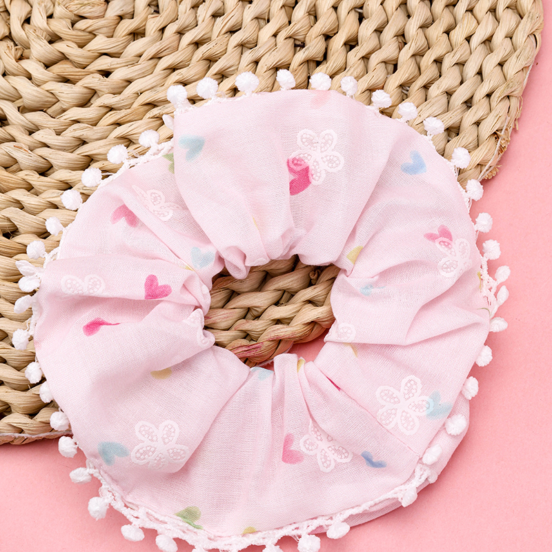 Heart Bobble Edge Printed Fabric Scrunchie 4012102092