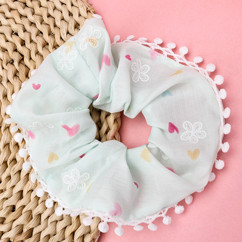 Heart Bobble Edge Printed Fabric Scrunchie 4012102092