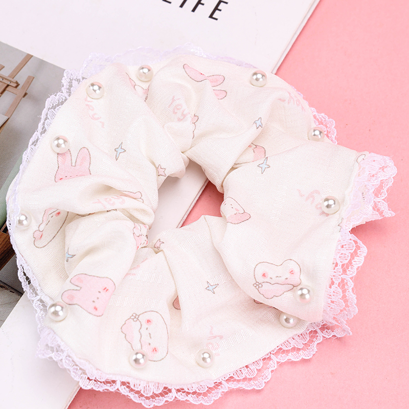Cartoon Lace Beaded Fabric Scrunchie 4012102094