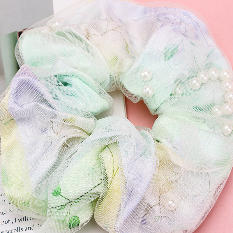 Double Layer Gradient Pearl Polyester Scrunchie 4012102096