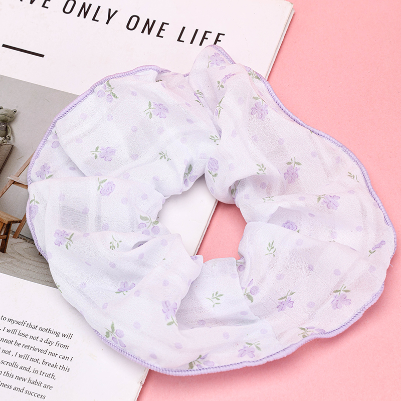 Polka Dot Floral Overlock Polyester Scrunchie 4012102098