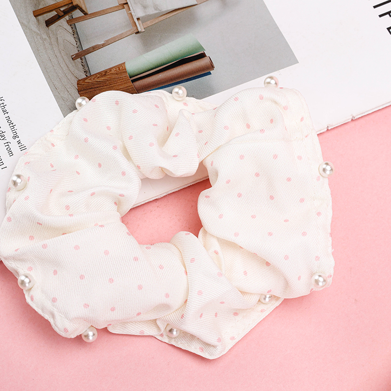 Colorful Polka Dot Beaded Edge Polyester Scrunchie 4012102101