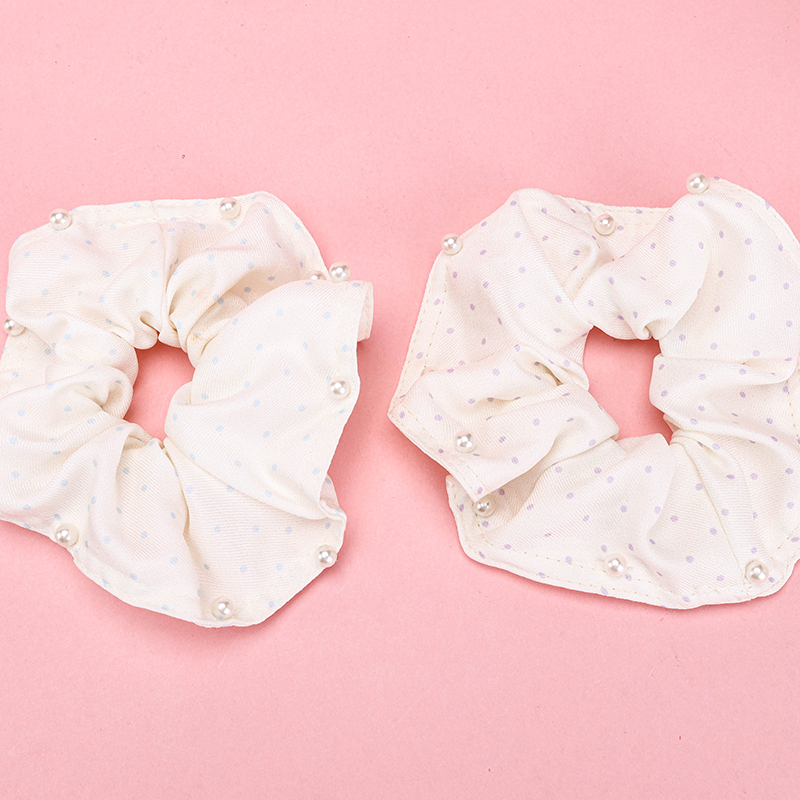 Colorful Polka Dot Beaded Edge Polyester Scrunchie 4012102101