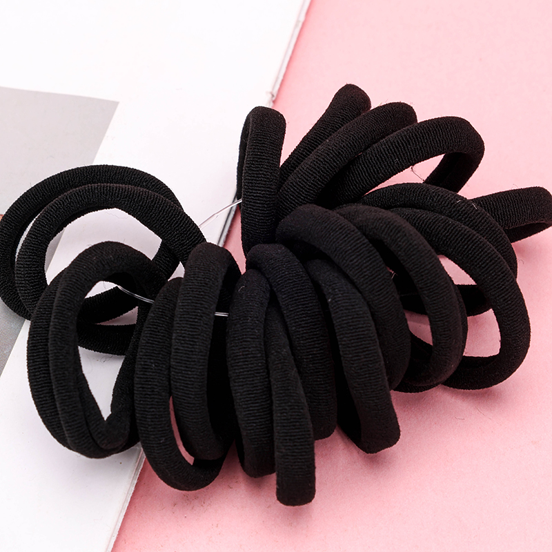20 Black Cotton Hair Ties