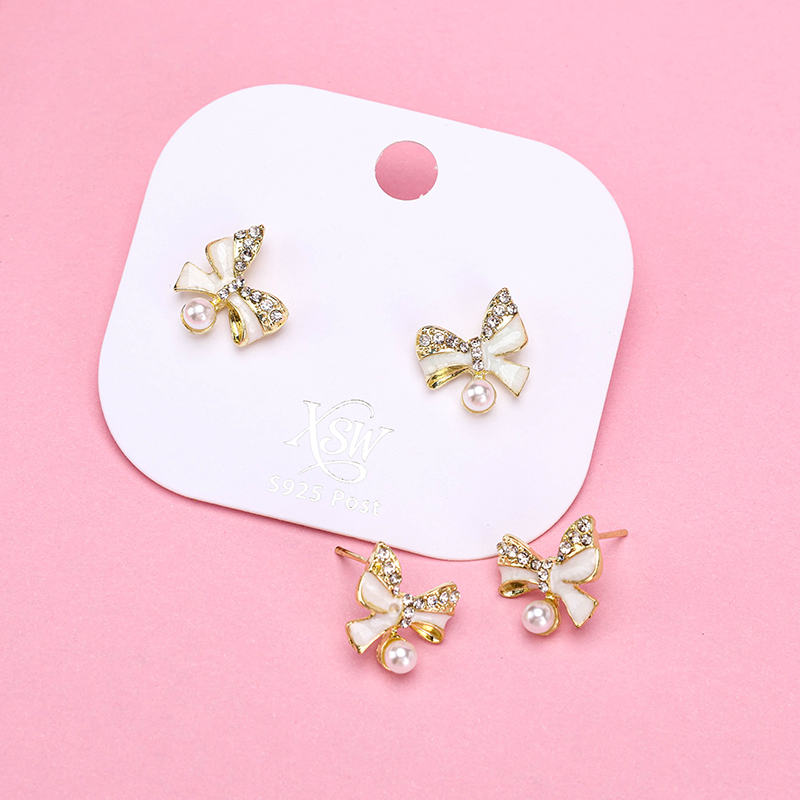 Pearl Enamel Butterfly Ear Studs