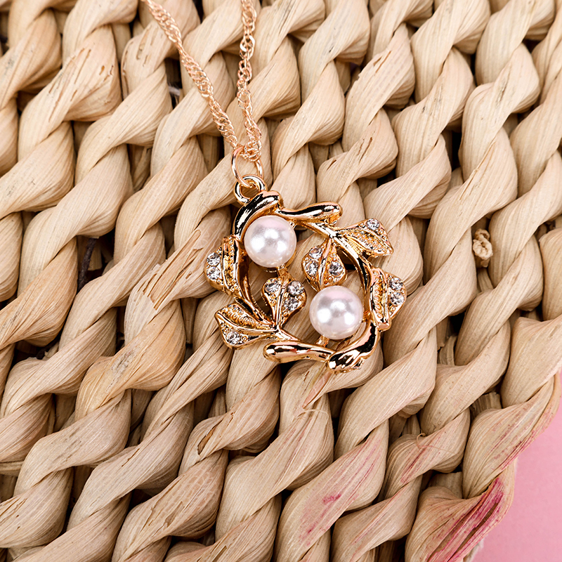 Alloy Rhinestone Pearl Necklace 4020501018