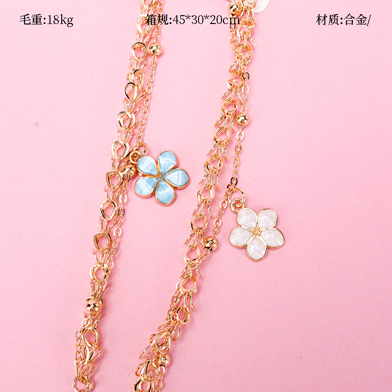 Double Chain Oil Drop Flower Bracelet 4021001333