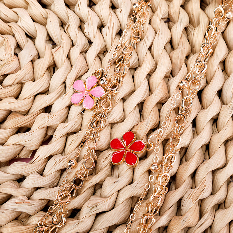 Double Chain Oil Drop Flower Bracelet 4021001333