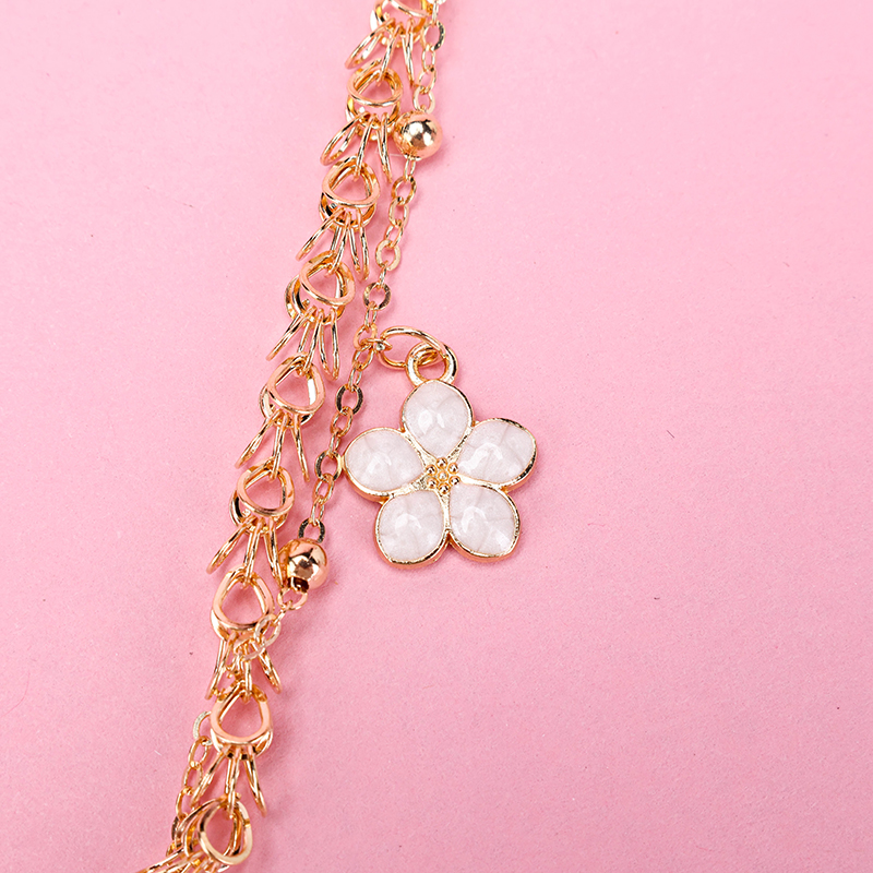 Double Chain Oil Drop Flower Bracelet 4021001333