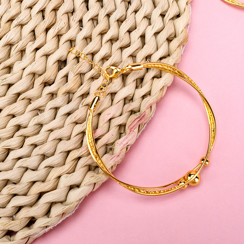 Three-in-One Beaded Bangle Gold Alloy 4021100247