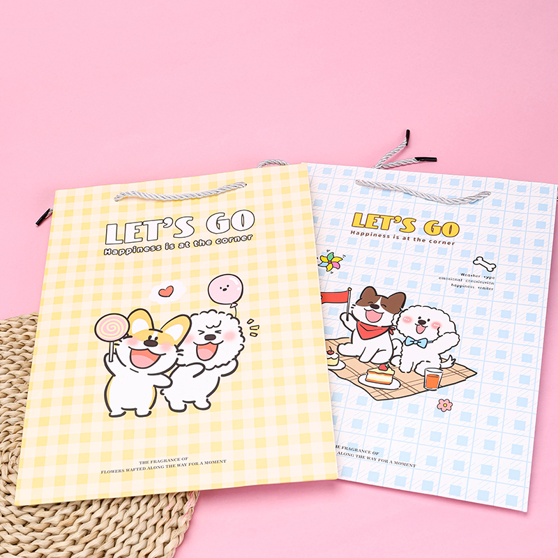 ST512-12 Plaid Cartoon Vertical Large Gift Bag