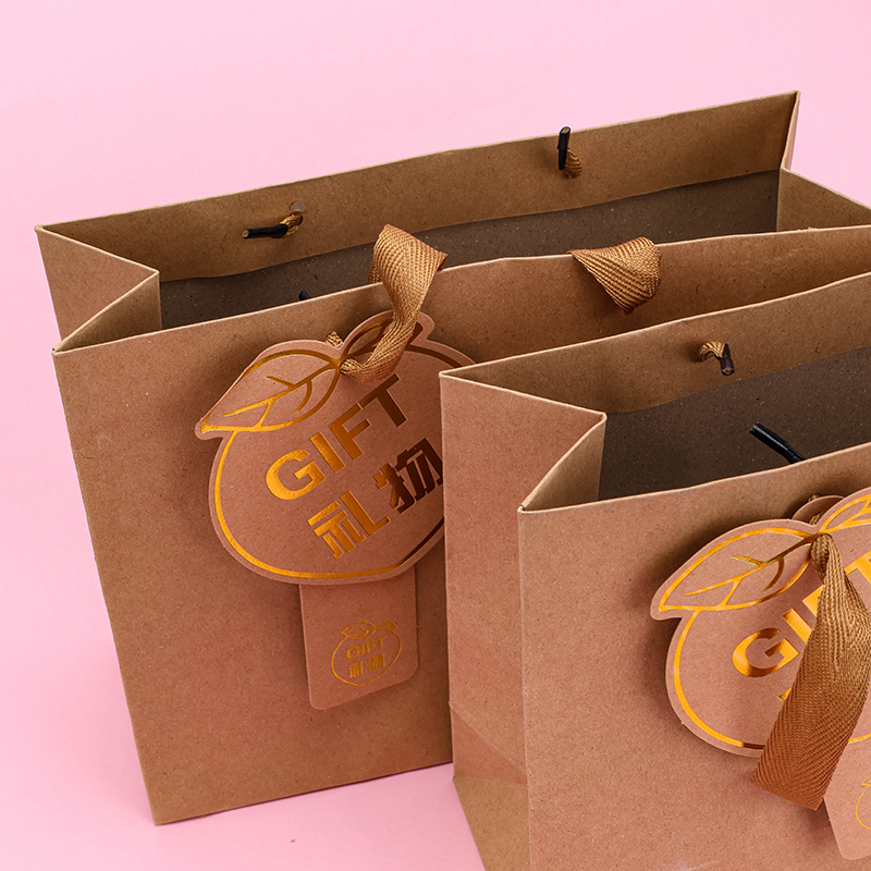 HZ Double Tag Gold Foil Horizontal Medium Gift Bag