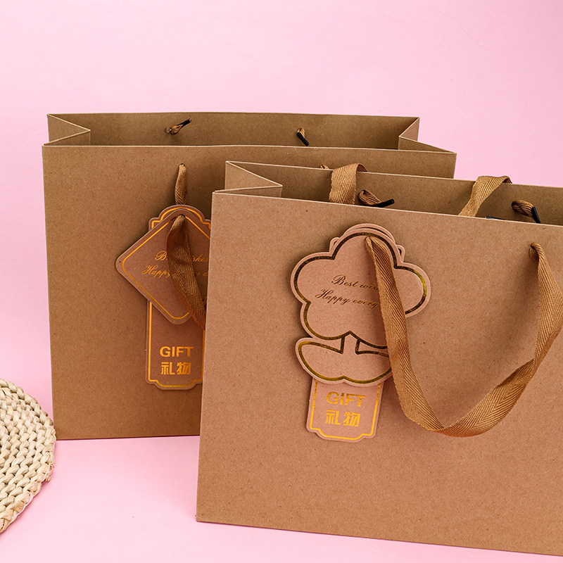 Double Tag Gold Foil Horizontal Large Gift Bag