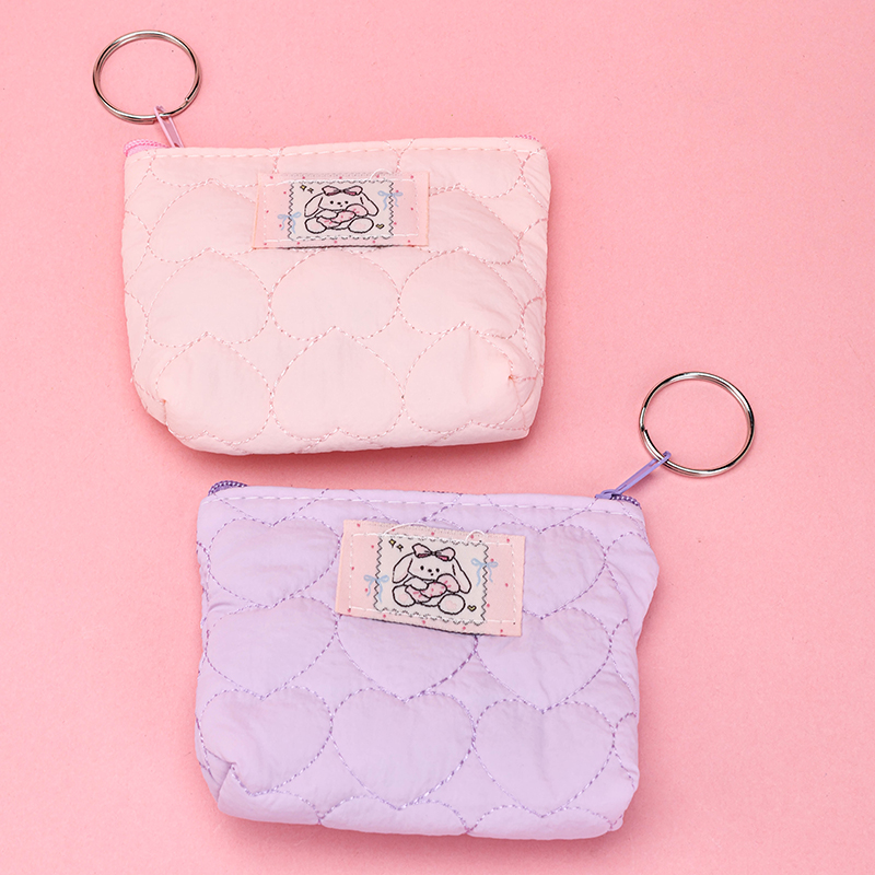Colorful Soft Grid Rabbit Label Pouch