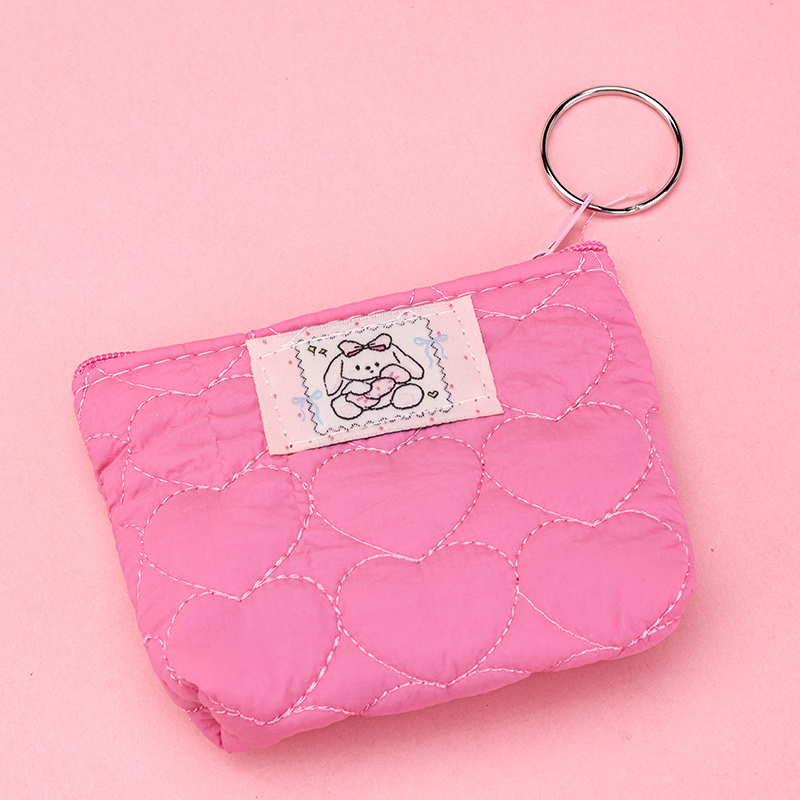Colorful Soft Grid Rabbit Label Pouch