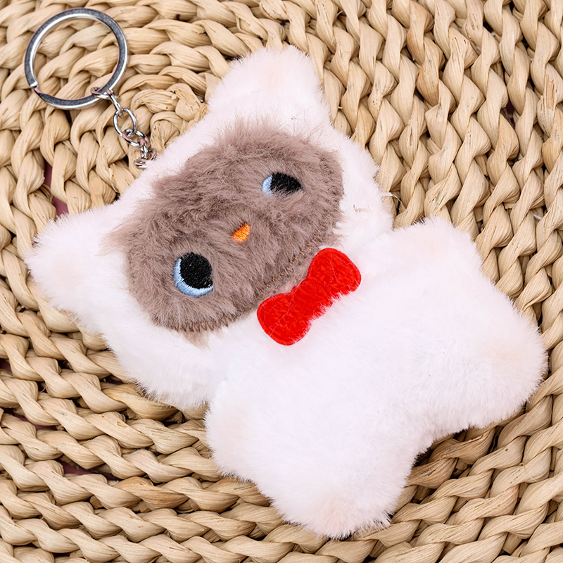 Plush Bow Tie Cat Bag Charm