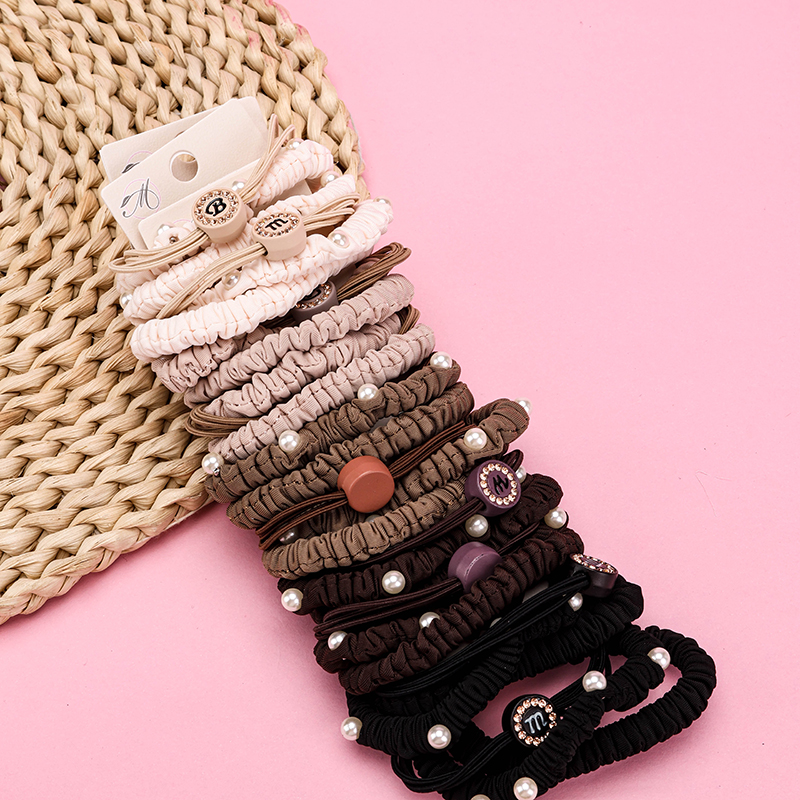 Brown Round Rhinestone Hair Tie