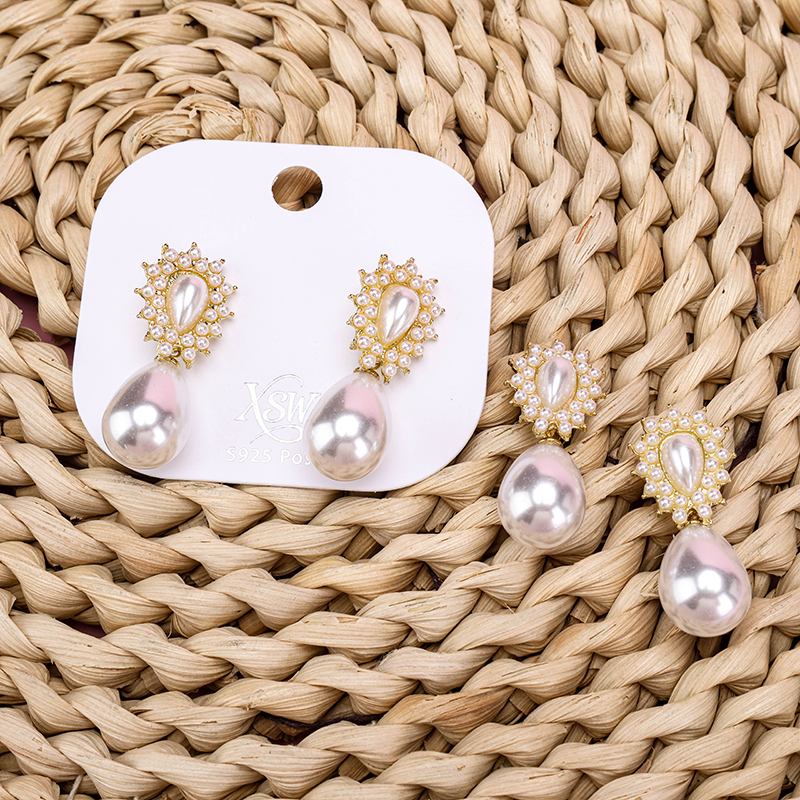 French Drop Pearl Ear Studs