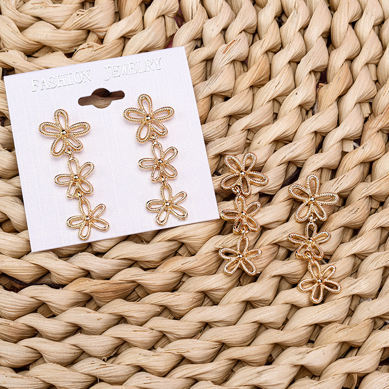 Long Hollow Flower Ear Studs