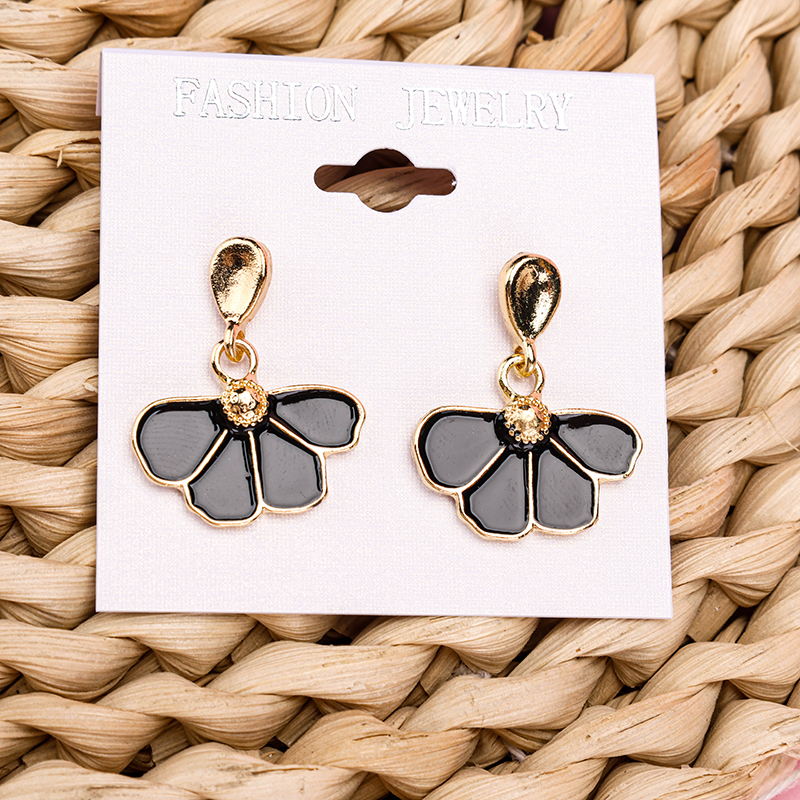 Half Enamel Flower Ear Studs