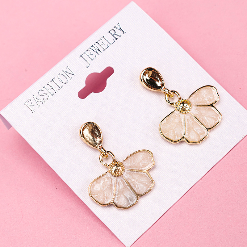 Half Enamel Flower Ear Studs