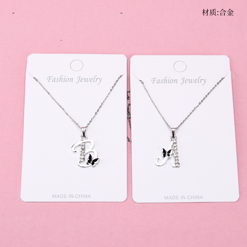 Letter Heart Rhinestone Necklace