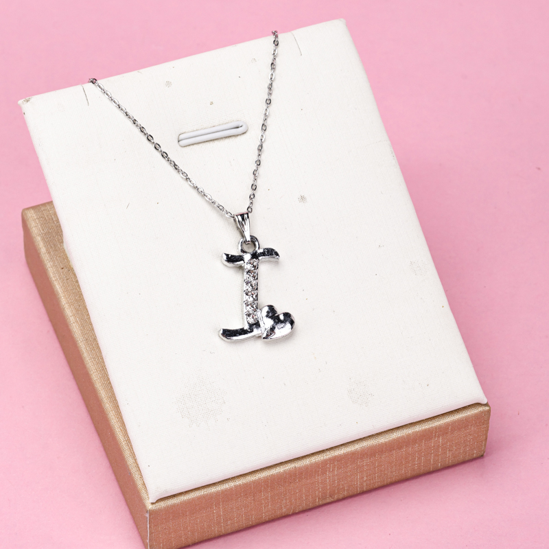 Letter Heart Rhinestone Necklace