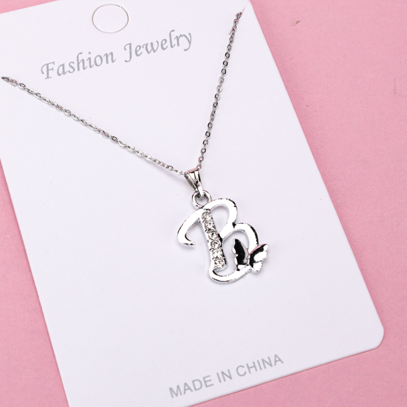 Letter Heart Rhinestone Necklace