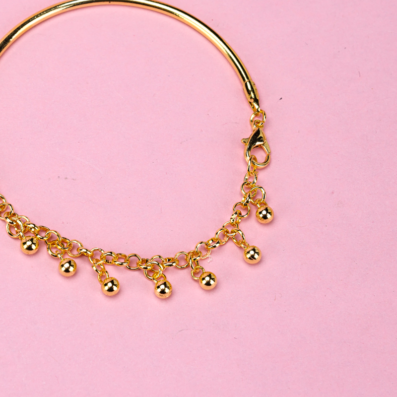 Gold Color Lucky Bead Half Bangle Bracelet