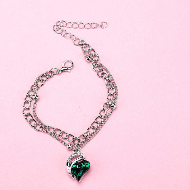 Double Layer Heart Zircon Bracelet