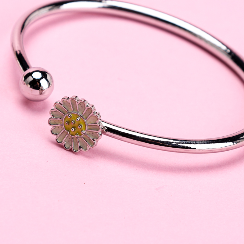 Alloy Silver Open Flower Bangle