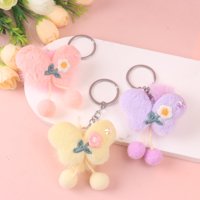 CM布艺绣小花毛球挂件 3
