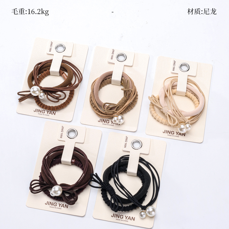 Dây cao su kết hợp nơ ngọc trai đóng hộp (3 chiếc)