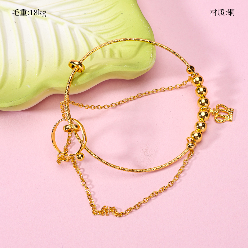 金色吊牌推拉手镯戒指组合